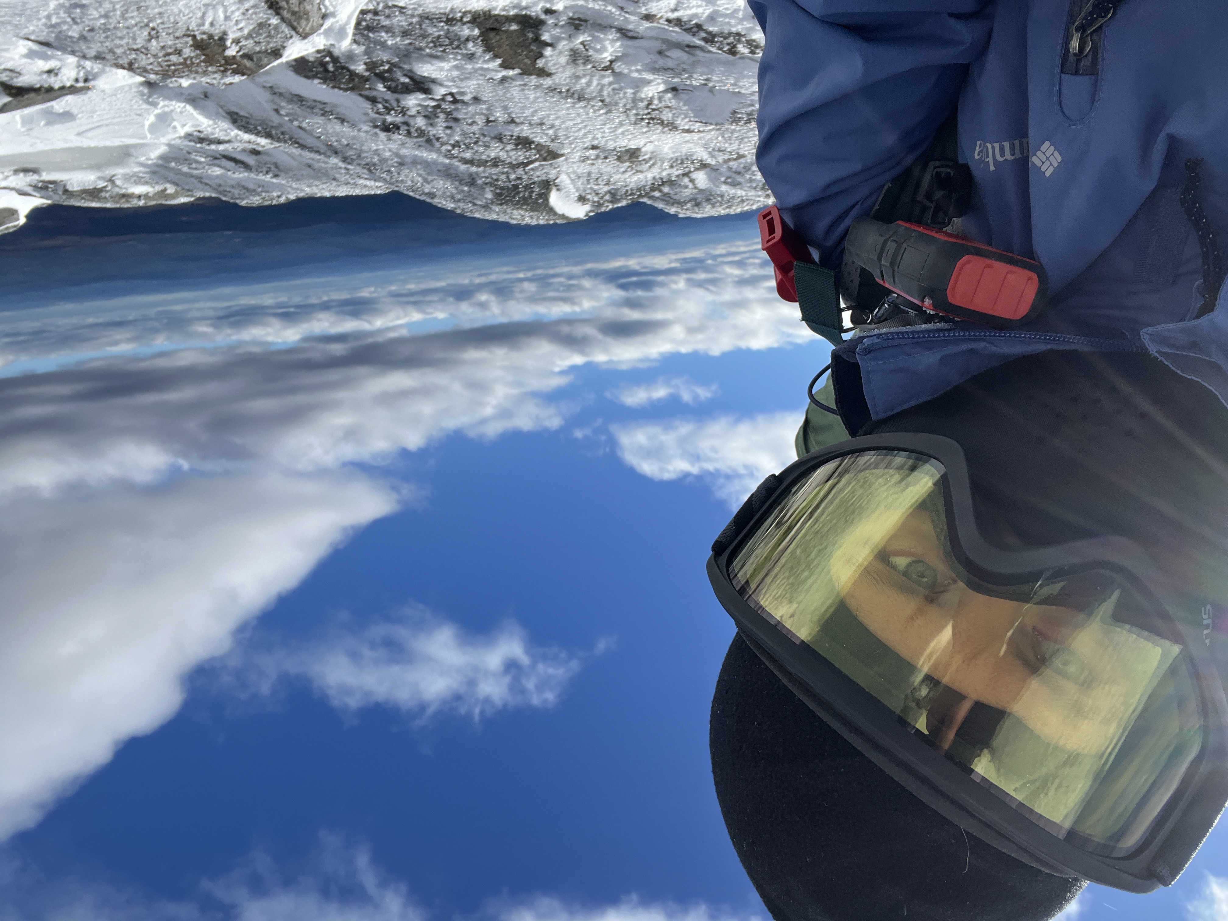 Summit panorama during winter hike in the White Mountains